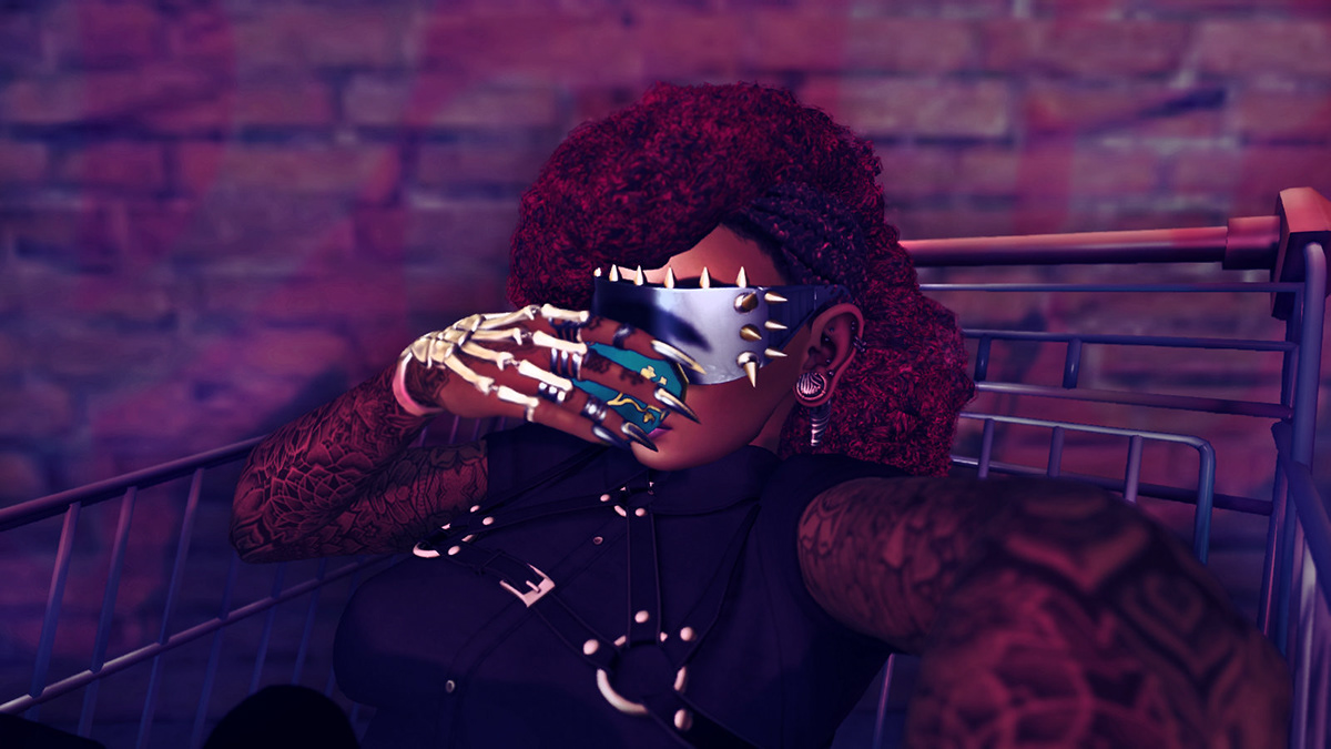 Edited portrait with red hair and moody lighting