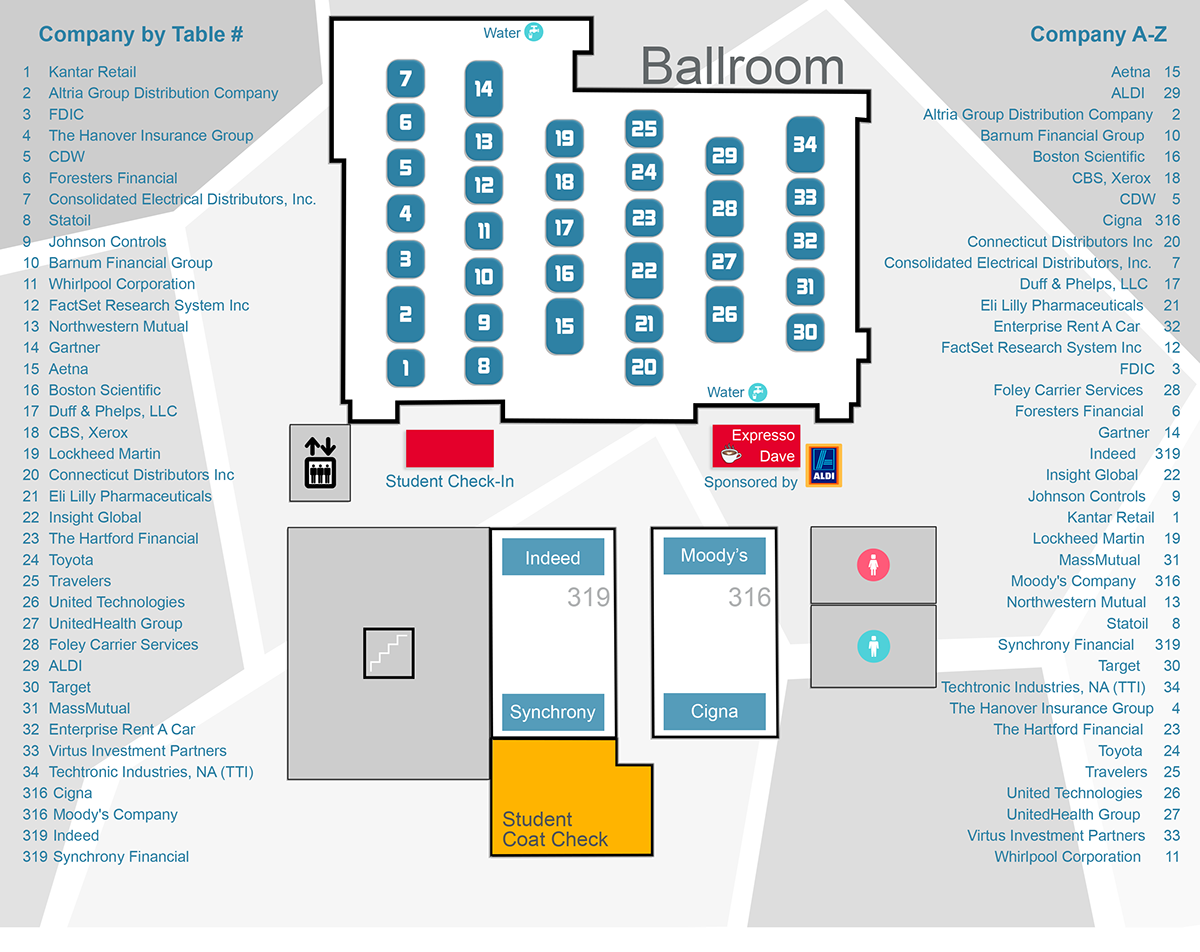 Business Career Expo floor map and directory